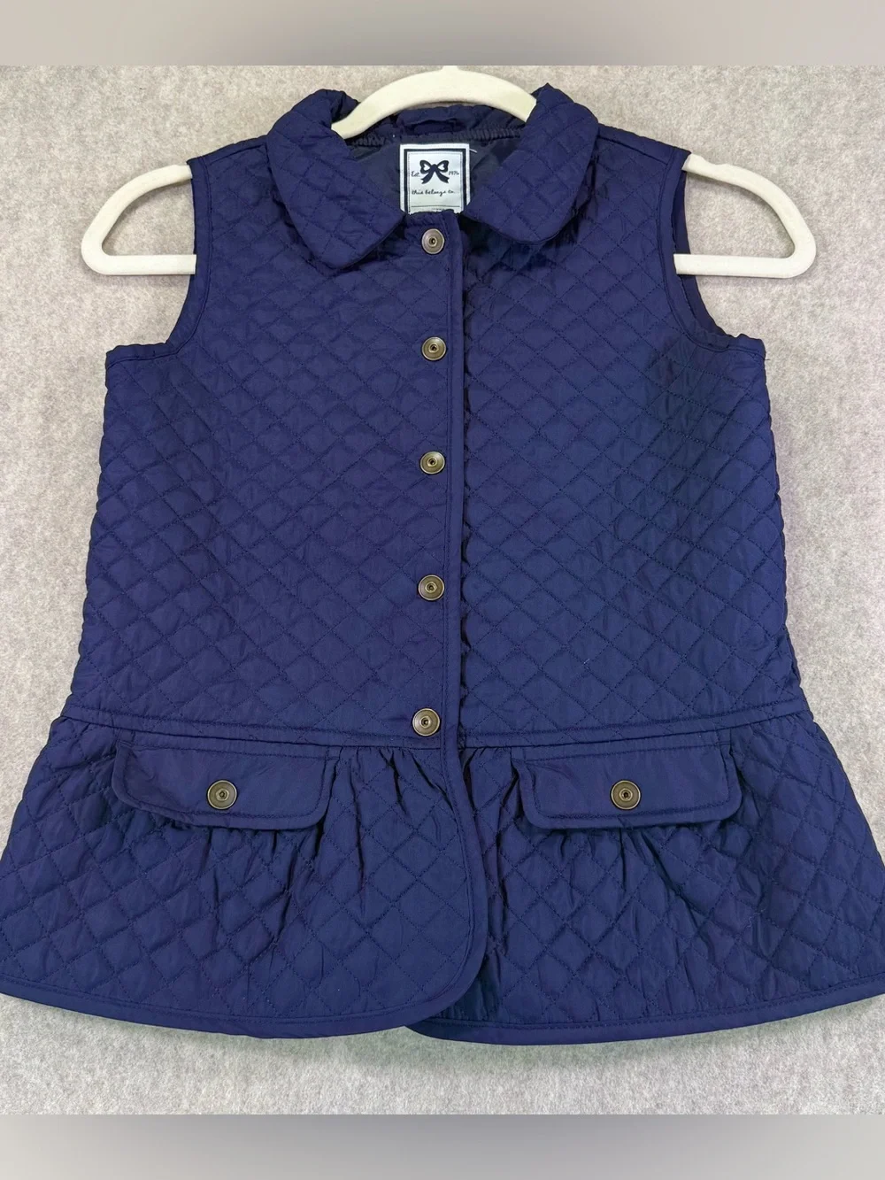 Gymboree Girls' Quilted Navy Vest with Button Front EUC Size Large